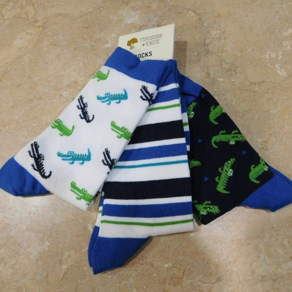 Tucker + Tate Three 3 Pair Socks Alligator Stripe
